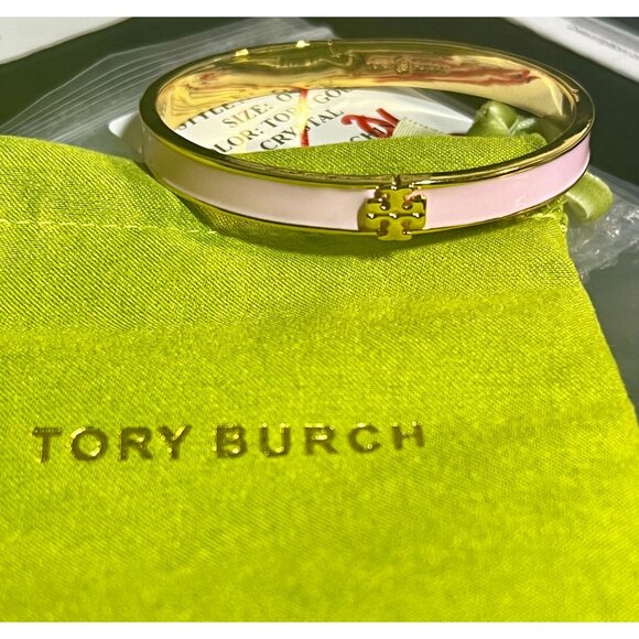 Tory Burch Pink Kira Hinged Bangle Bracelet - Picture 5 of 5